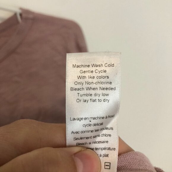 LEFT OF CENTER ANTHROPOLOGIE Rose Pink Asymmetrical Cotton Long Sleeve Top XS - Picture 8 of 10